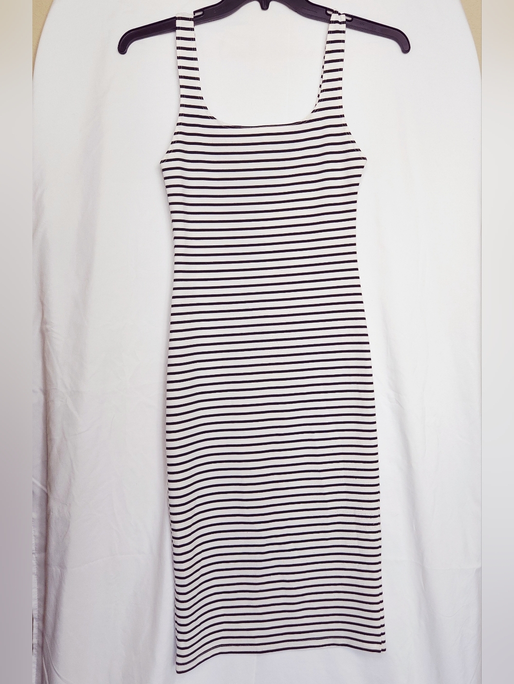 Zara Black & White Striped Tank Midi Dress